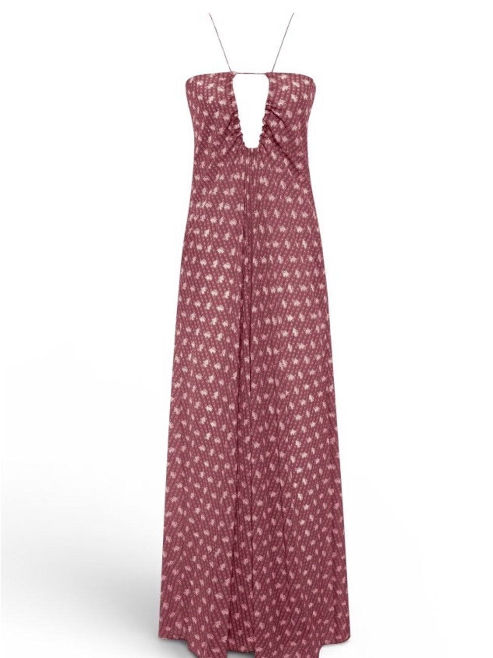 Acacia Polly Pink Halter Maxi Dress with Floral Print Size L New with Tags - Picture 2 of 4